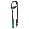 BAR H EQUINE American Leather Horse Saddle Tack One Ear Headstall | Browband Spotted Pinwheel Collection