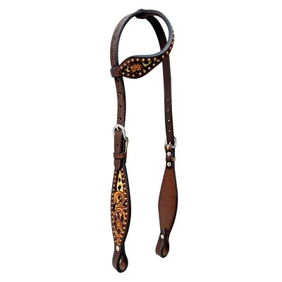 BAR H EQUINE American Leather Horse Saddle Tack One Ear Headstall | Browband
