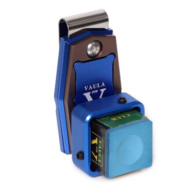 Vaula Billiard Metal Magnetic Pool Cue Chalk Holder with Chalk (Silver/Blue)