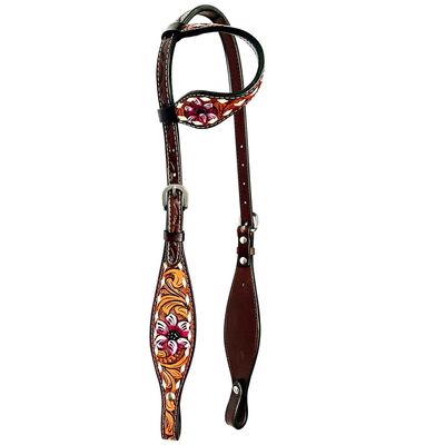 BAR H EQUINE American Leather Horse Saddle Tack One Ear Headstall | Browband Tropical Chaya Collection