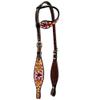 BAR H EQUINE American Leather Horse Saddle Tack One Ear Headstall | Browband Tropical Chaya Collection