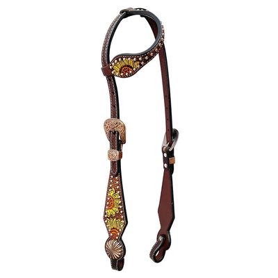 BAR H EQUINE Holly Sunflower Leather One Ear Headstall | Western Headstalls for Horses American