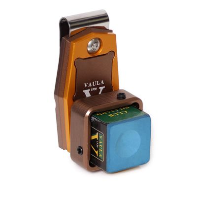 Vaula Billiard Metal Magnetic Pool Cue Chalk Holder with Chalk (Yellow/Brown)