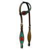 BAR H EQUINE American Leather Horse Saddle Tack One Ear Headstall | Browband Botanic Chiseled Collection