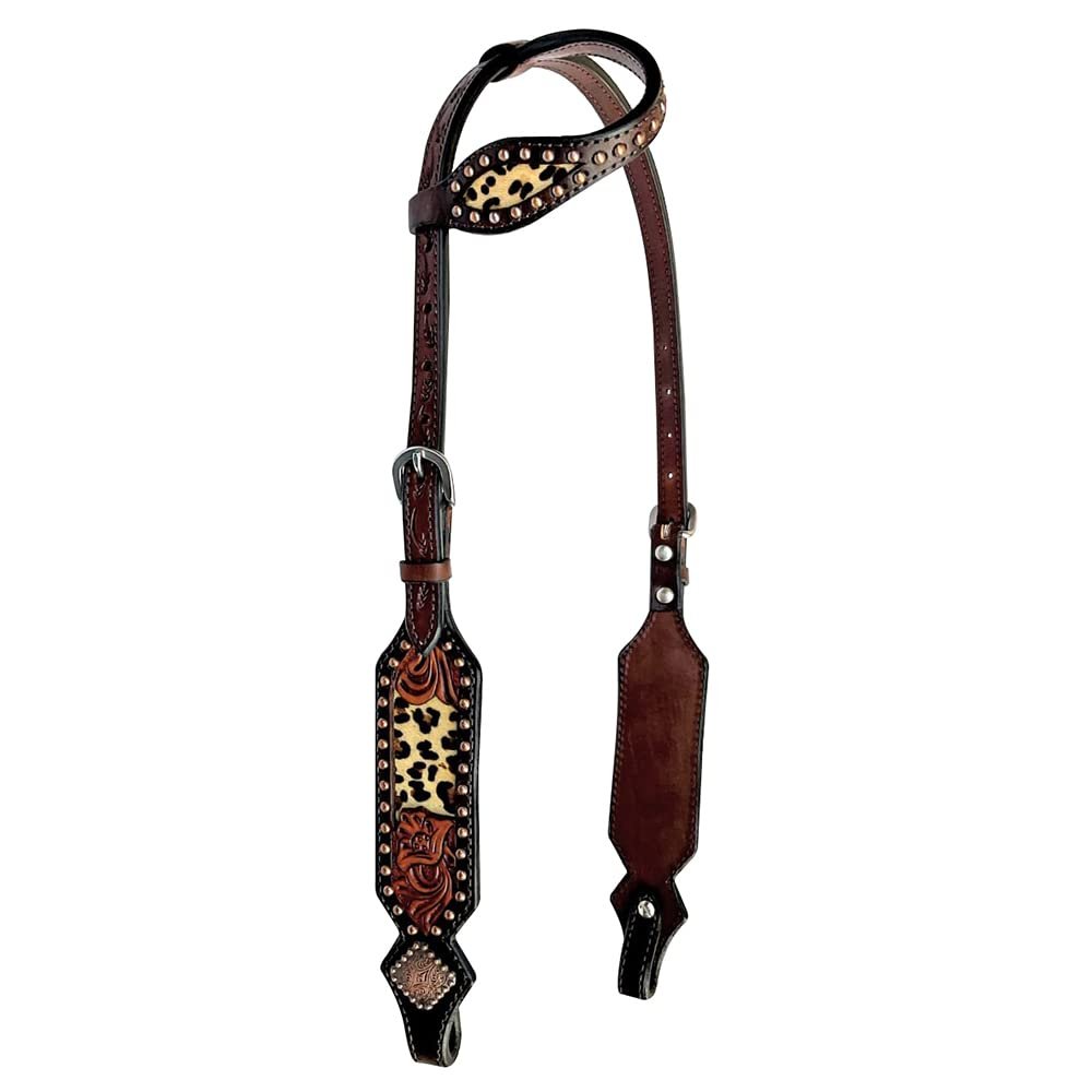 BAR H EQUINE American Leather Horse Saddle Tack One Ear Headstall | Browband