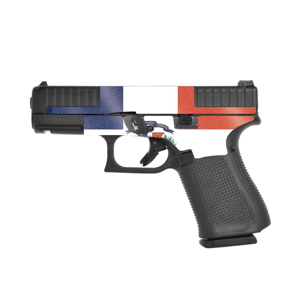 MightySkins Glossy Glitter Skin Compatible with Glock 44 Compact 22LR 4.03 Barrel - Dominican Flag | Protective, Durable High-Gloss Glitter Finish | Easy to Apply and Change Styles | Made in The USA