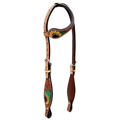 BAR H EQUINE Cacti Sunflower Leather One Ear Headstall | Western Headstalls for Horses American