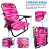 EasyGo Product Backpack Beach Chair 5 Positions and Cup Holder Pouch on Side Padded Pillow Storage Bag on Back Lightweight Rustproof Aluminum Black Frame - 1 Pack Pink Stripes view 2