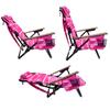 EasyGo Product Backpack Beach Chair 5 Positions and Cup Holder Pouch on Side Padded Pillow Storage Bag on Back Lightweight Rustproof Aluminum Black Frame - 1 Pack Pink Stripes view 4