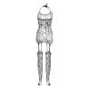 NaRHbrg Womens Fishnet Bodystocking Bodysuit Babydoll Lingerie Sexy Lace Halter Garter Chemise Nightwear Attached Stockings Black view 4