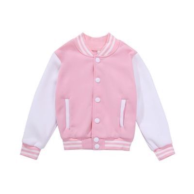 NICNZQI Kids Varsity Jacket Girls Boys Baseball Jacket Bomber Coat School Jackets with Pocket (Pink,4T,4 Years)