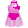 Freebily Girls Halter Neck Ballet Lyrical Dance Dress Cross Back Gymnastics Leotard Skirt Chiffon Modern Praise Dance Costume Caged Back Rose 6 view 1