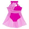 Freebily Girls Halter Neck Ballet Lyrical Dance Dress Cross Back Gymnastics Leotard Skirt Chiffon Modern Praise Dance Costume Caged Back Rose 6 view 3
