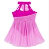 Freebily Girls Halter Neck Ballet Lyrical Dance Dress Cross Back Gymnastics Leotard Skirt Chiffon Modern Praise Dance Costume Caged Back Rose 6 view 4
