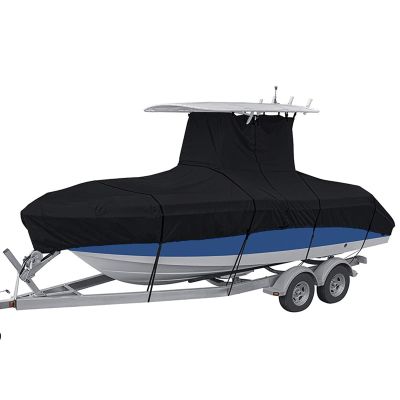 T-Top Boat Cover, Waterproof Center Console Boat Cover, 210D Heavy Duty Marine Grade Polyester Waterproof and Fade Resistant Boat Storage Cover,16-24ft(Color:Black,Size:17-19ft)