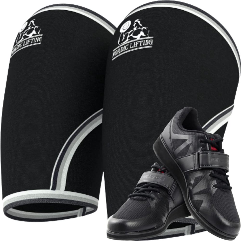 Nordic Lifting Elbow Sleeves XXLarge Bundle with Shoes Megin Size 9.5 - Black