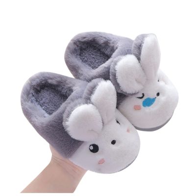 Baby Sandals Warm Cotton Home Shoes Boys Indoor Kids Children's Slippers Cartoon Dinosaur House Shoes for (Grey, 32)