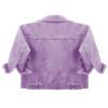 Locachy Womens 3/4 Sleeve Short Denim Jacket Lapel Button Down Cropped Trucker Jean Jackets Coats Purple S view 4