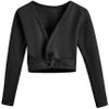 DANSHOW Girls Ballet Wrap Tops Kids Long Sleeve Dance Sweater,Velvet Inner(824-170-06) Black view 1