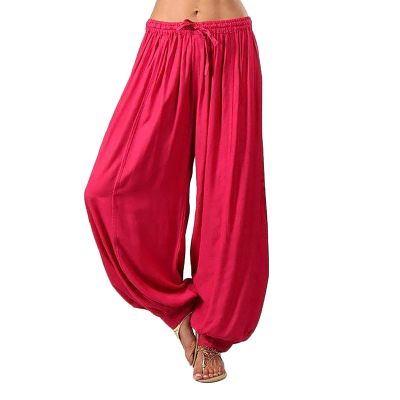 tuduoms Women's Casual Pants Boho Harem Yoga Pilates Plus Size Linen Pleated Baggy Hippie Lounge Pants Loose Palazzo Pants Red