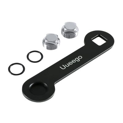 uueeGo Non Corrosive Aluminum Boat Drain Plug Wrench, Patented, Fits 1/2 inch NPT Plug, Easy To Use and Store, Includes 2 Spare Boat Drain Plugs, Black