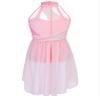 Freebily Girls Halter Neck Ballet Lyrical Dance Dress Cross Back Gymnastics Leotard Skirt Chiffon Modern Praise Dance Costume Caged Back Pink 6 view 2