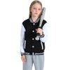 NICNZQI Kids Varsity Jacket Girls Boys Baseball Jacket Bomber Coat School Jackets with Pocket (Black,10 Years,10 Years) view 3