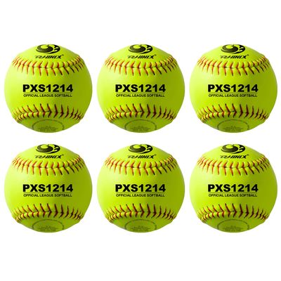 PHINIX Fast-Pitch Softballs Cork Core for Practice, Competitions 12 inch Box of 6