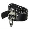 NORICAP Men And Women Metal Skull Head Leather Buckle Belt Waist Band Jeans Decorative Punk Belt (black) view 2
