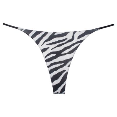 Jhaoyu Women's Sexy Cheeky Brazilian Cut Thong Bikini Bottom Low Rise High Leg Swimsuit Bottom Zebra-stripe Small