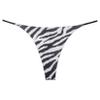 Jhaoyu Women's Sexy Cheeky Brazilian Cut Thong Bikini Bottom Low Rise High Leg Swimsuit Bottom Zebra-stripe Small view 1
