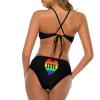 BAIKUTOUAN Love LGBT Gay Pride Heart Women's Halter High Neck Bikini Swimwear Set Cross Back Bathing Suit S view 4