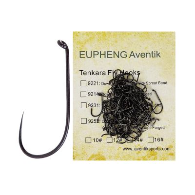 EUPHENG100pack Tenkara Hook Fly Fishing Hook Catch&Release for Dry Wet Nymph10#~16# Assortment Competition Hooks (#10, Tenkara Fly hook-9214)