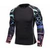 Yartina Men Digital Printed Long Sleeve Swim Shirts UPF 50+ Rashguard Shirts Quick Dry Sports Top Type C X-Large view 1