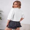 Locachy Womens 3/4 Sleeve Short Denim Jacket Lapel Button Down Cropped Trucker Jean Jackets Coats White M view 3
