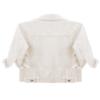 Locachy Womens 3/4 Sleeve Short Denim Jacket Lapel Button Down Cropped Trucker Jean Jackets Coats White M view 4