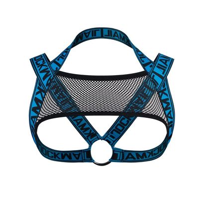 JOCKMAIL Mens Mesh Crop Top Sexy Body Chest Muscle Tops Harness Men Shoulder Bandage (Blue, S/M)