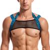 JOCKMAIL Mens Mesh Crop Top Sexy Body Chest Muscle Tops Harness Men Shoulder Bandage (Blue, S/M) view 2