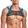 JOCKMAIL Mens Mesh Crop Top Sexy Body Chest Muscle Tops Harness Men Shoulder Bandage (Blue, S/M) view 3