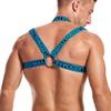 JOCKMAIL Mens Mesh Crop Top Sexy Body Chest Muscle Tops Harness Men Shoulder Bandage (Blue, S/M) view 4