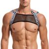 JOCKMAIL Mens Mesh Crop Top Sexy Body Chest Muscle Tops Harness Men Shoulder Bandage (White, S/M) view 2