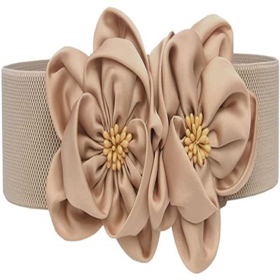 ALAIX Women's Wide Belt Stretchy Chunky Waist Belt Dress Belts Big Flower Cinch Belts Elastic Belts for Women