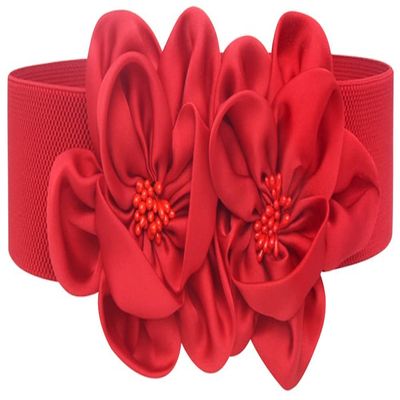 ALAIX Women's Wide Belt Stretchy Chunky Waist Belt Dress Belts Big Flower Cinch Belts Elastic Belts for Women