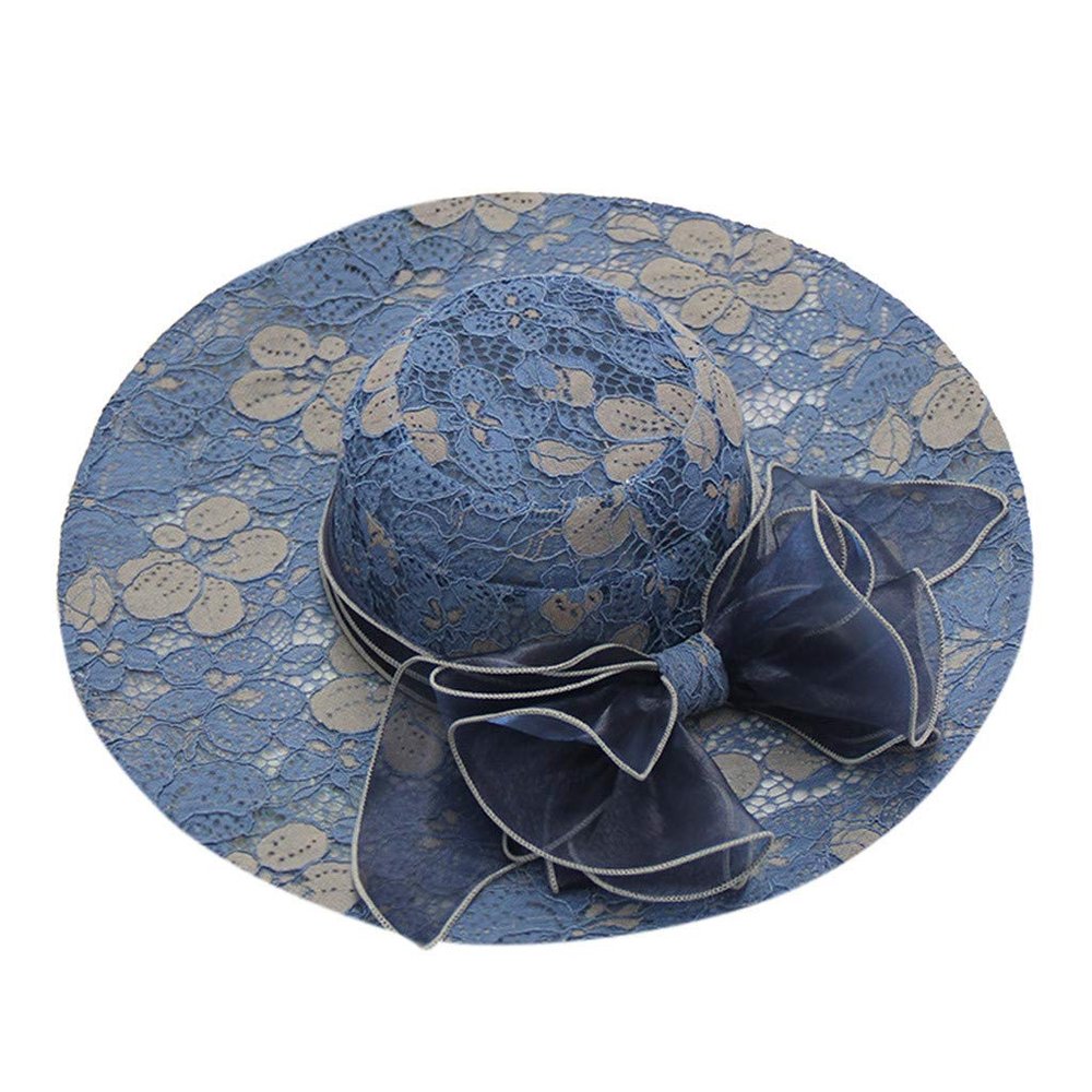 BCDlily Summer Beach Hats for Women, Women's Derby Hats Wide Brim Tea Party Hats Cocktail Fascinator Dress Cap Navy