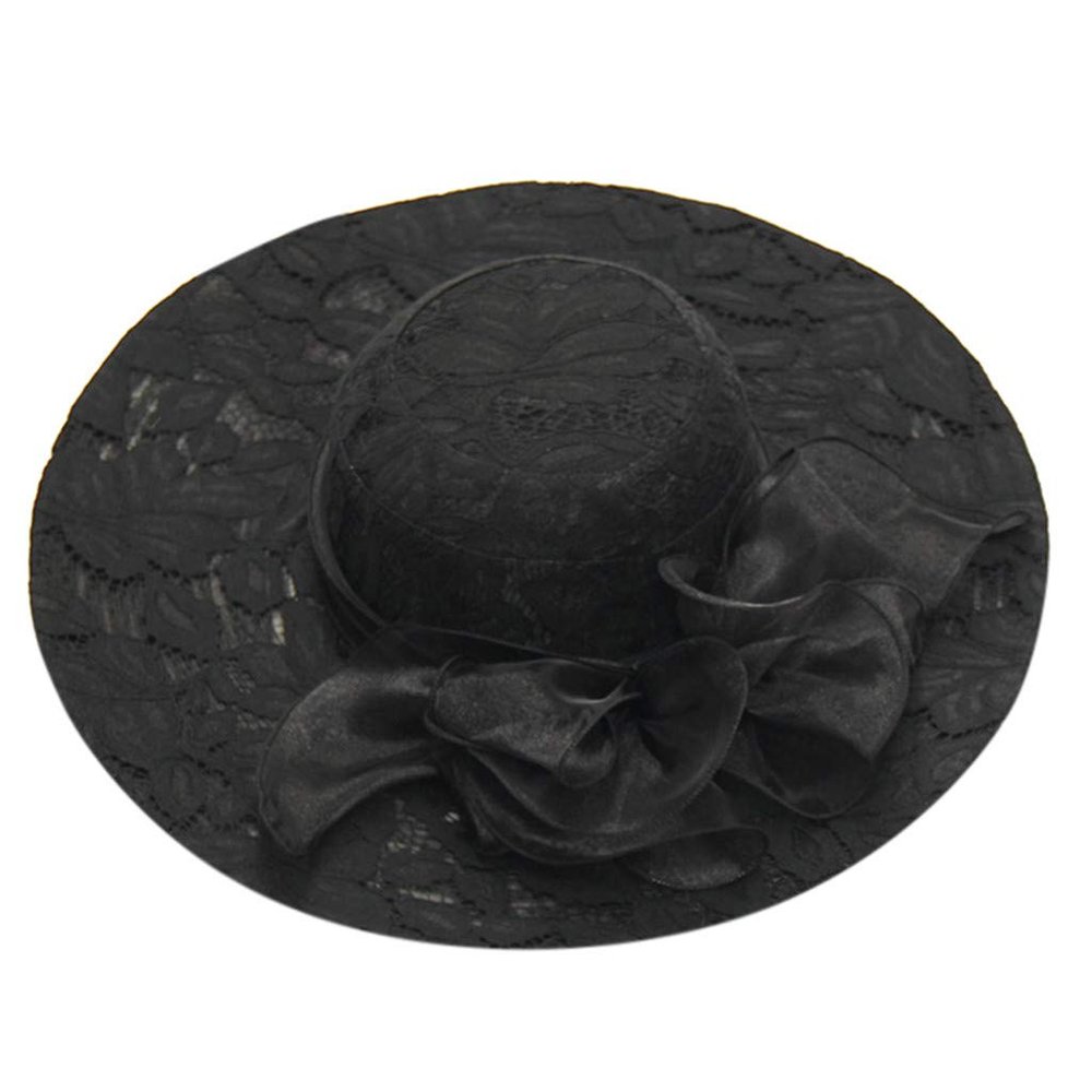 BCDlily Summer Beach Hats for Women, Women's Derby Hats Wide Brim Tea Party Hats Cocktail Fascinator Dress Cap Black