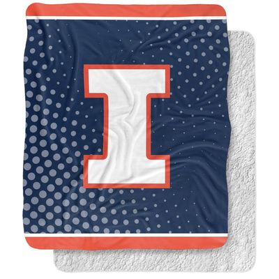 University of Illinois Blanket, 50"x60" Logo Dots, University of Illinois, Silky Touch Sherpa Back Super Soft Throw Blanket