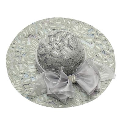 BCDlily Summer Beach Hats for Women, Women's Derby Hats Wide Brim Tea Party Hats Cocktail Fascinator Dress Cap Grey