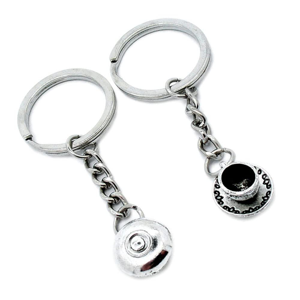 5 Pieces Keychain Keyring Door Car Key Chain Ring Tag Charms Supplies Y1FU6Y Tea Coffee Cup