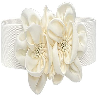 ALAIX Women's Wide Belt Stretchy Chunky Waist Belt Dress Belts Big Flower Cinch Belts Elastic Belts for Women