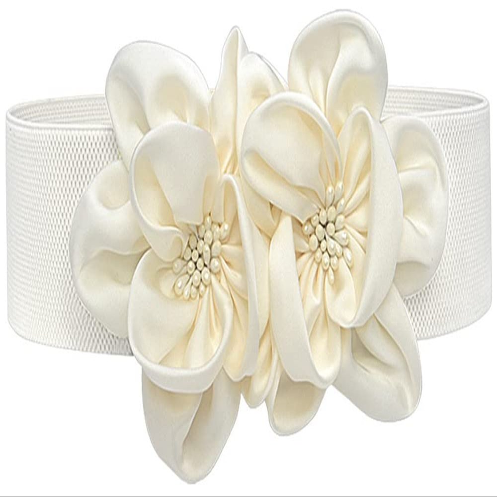 ALAIX Women's Wide Belt Stretchy Chunky Waist Belt Dress Belts Big Flower Cinch Belts Elastic Belts for Women